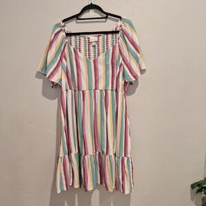 Ava & Viv Multicolor Striped Middi Dress
